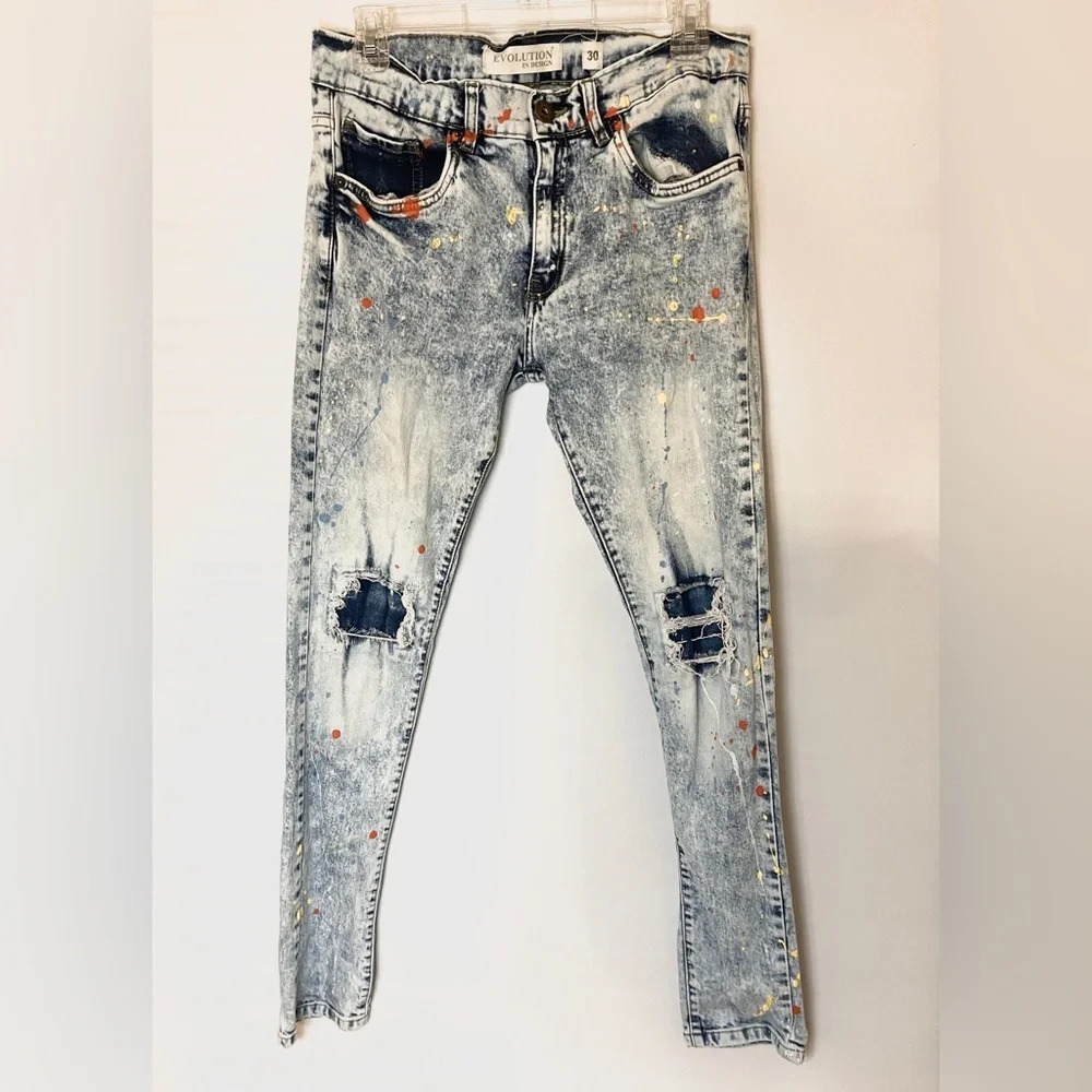 Evolution in Design Paint Splatter Jeans - Picture 2 of 6